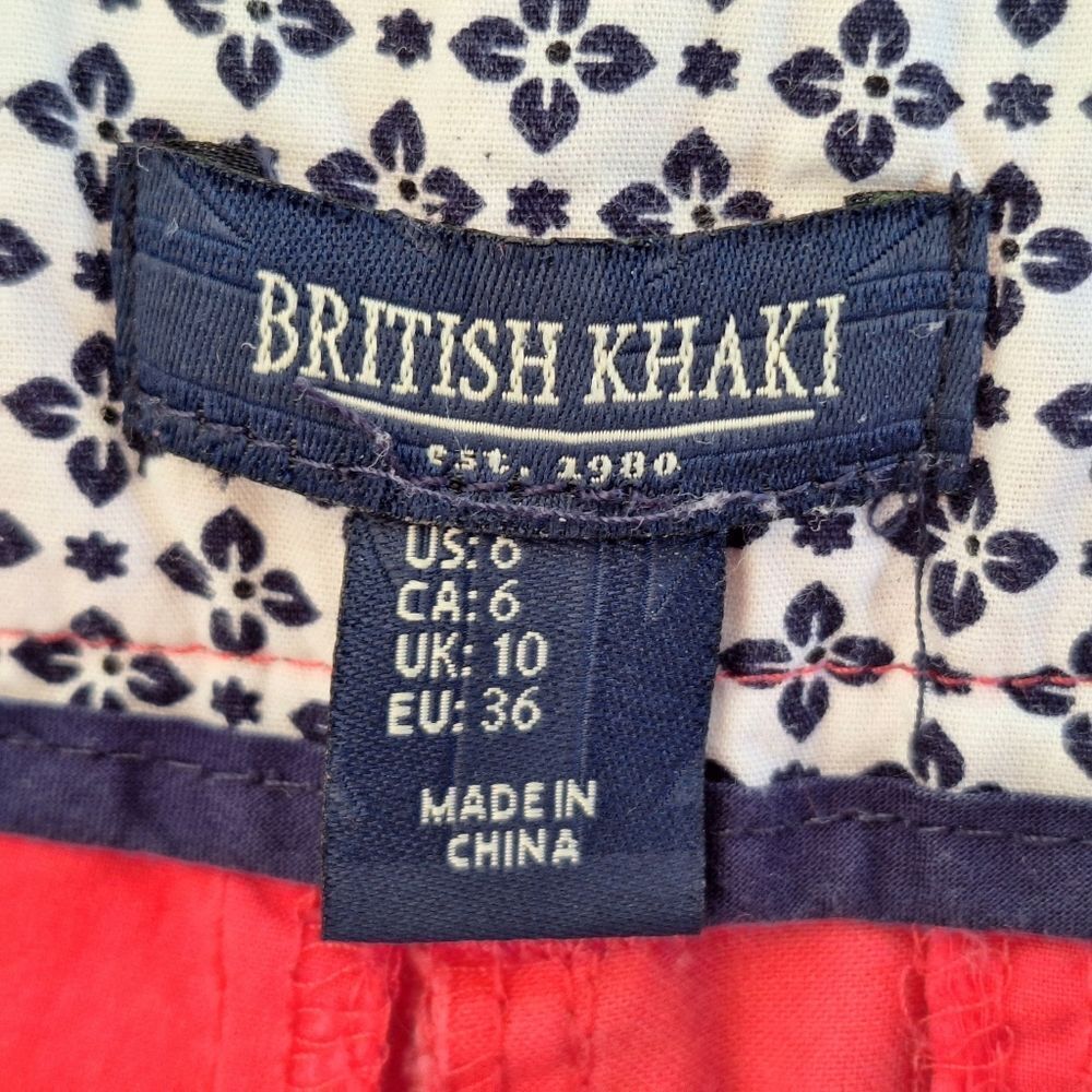 British Khaki Pink Shorts Embroidered Sailboats Cotton Stretch size 6 Pockets - Picture 5 of 12